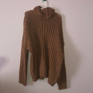 Waffle knit turtle neck sweater